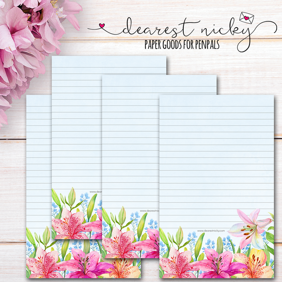 Lilies Letter Writing Paper