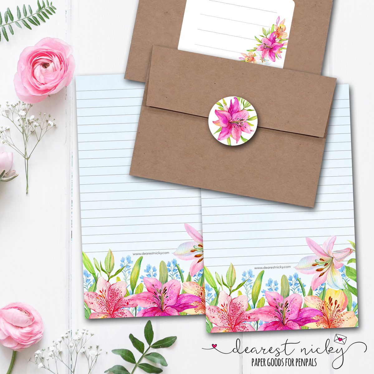 Lilies Letter Writing Set