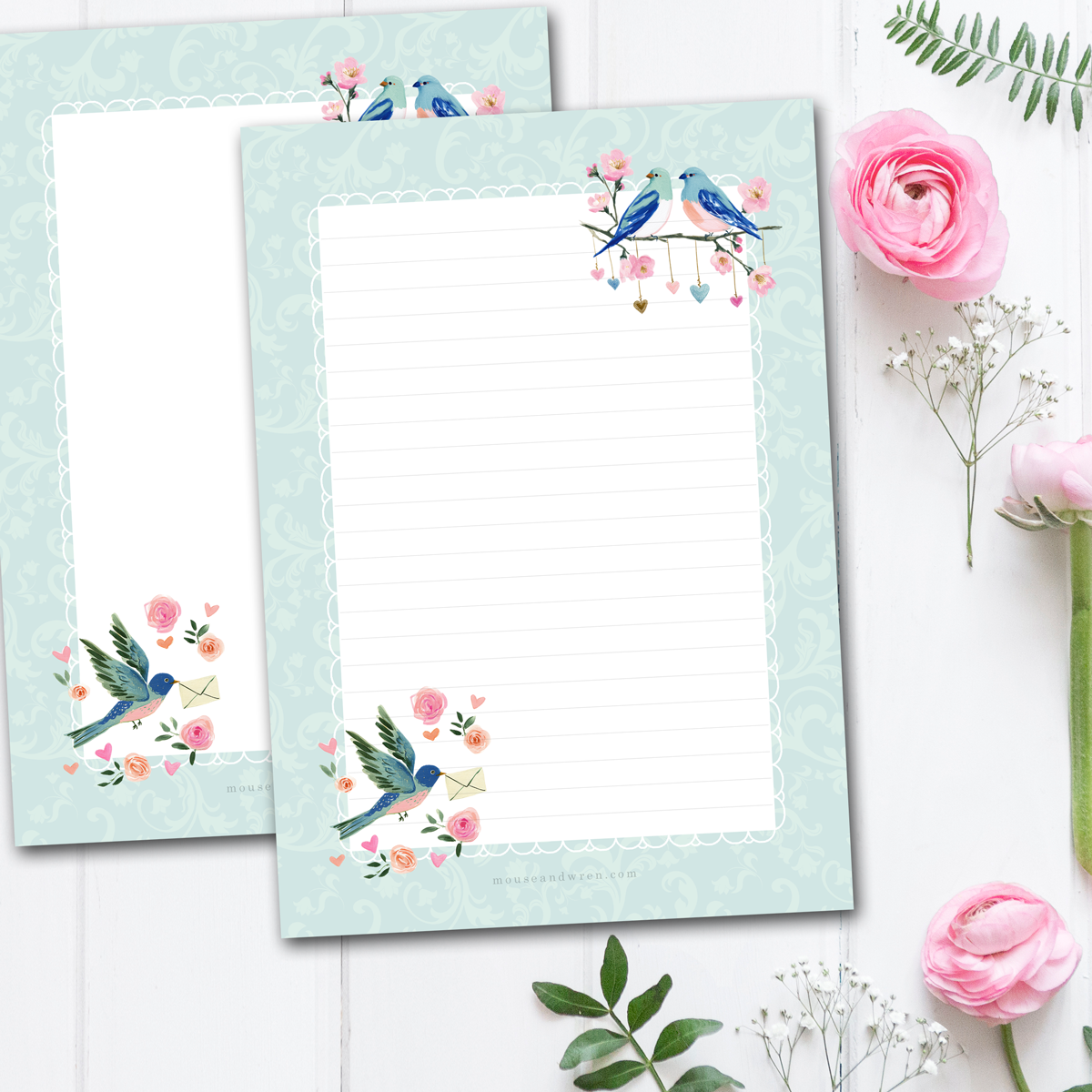 Lovebirds Letter Writing Paper