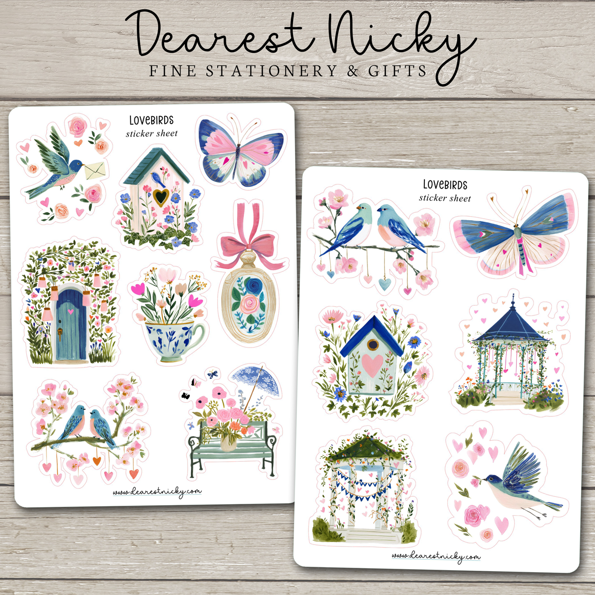 Lovebirds Stickers - 2 Sheets