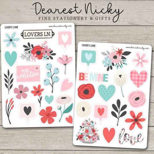 Lover's Lane Stickers - 2 Sheets