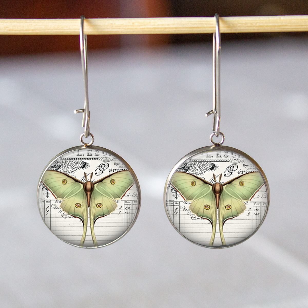 Luna Moth Stainless Steel Earrings