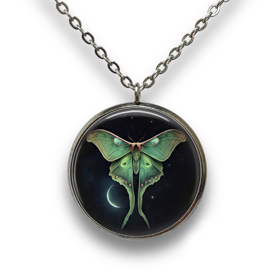 Luna Moth at Night Pendant with Necklace