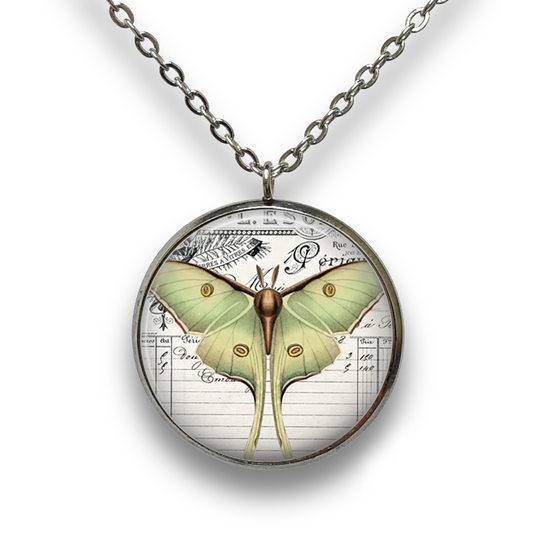 Luna Moth Pendant with Necklace