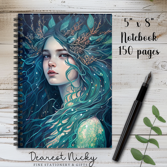 Mermaid 150 Page Wire Bound Notebook - Blank or Lined