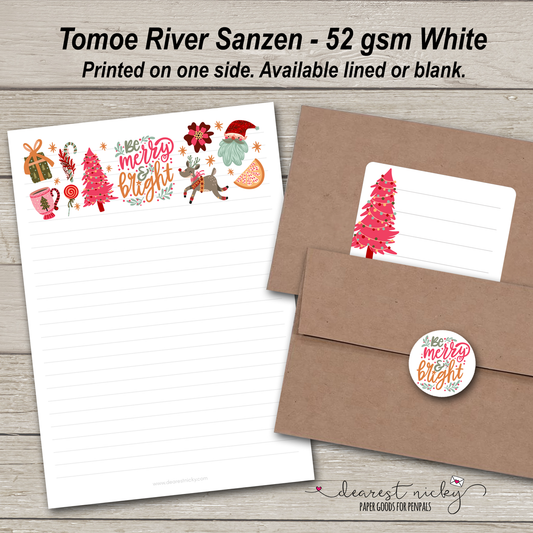 Ensemble d'écriture de lettres Merry &amp; Bright - 52 g/m² Tomoe River Sanzen