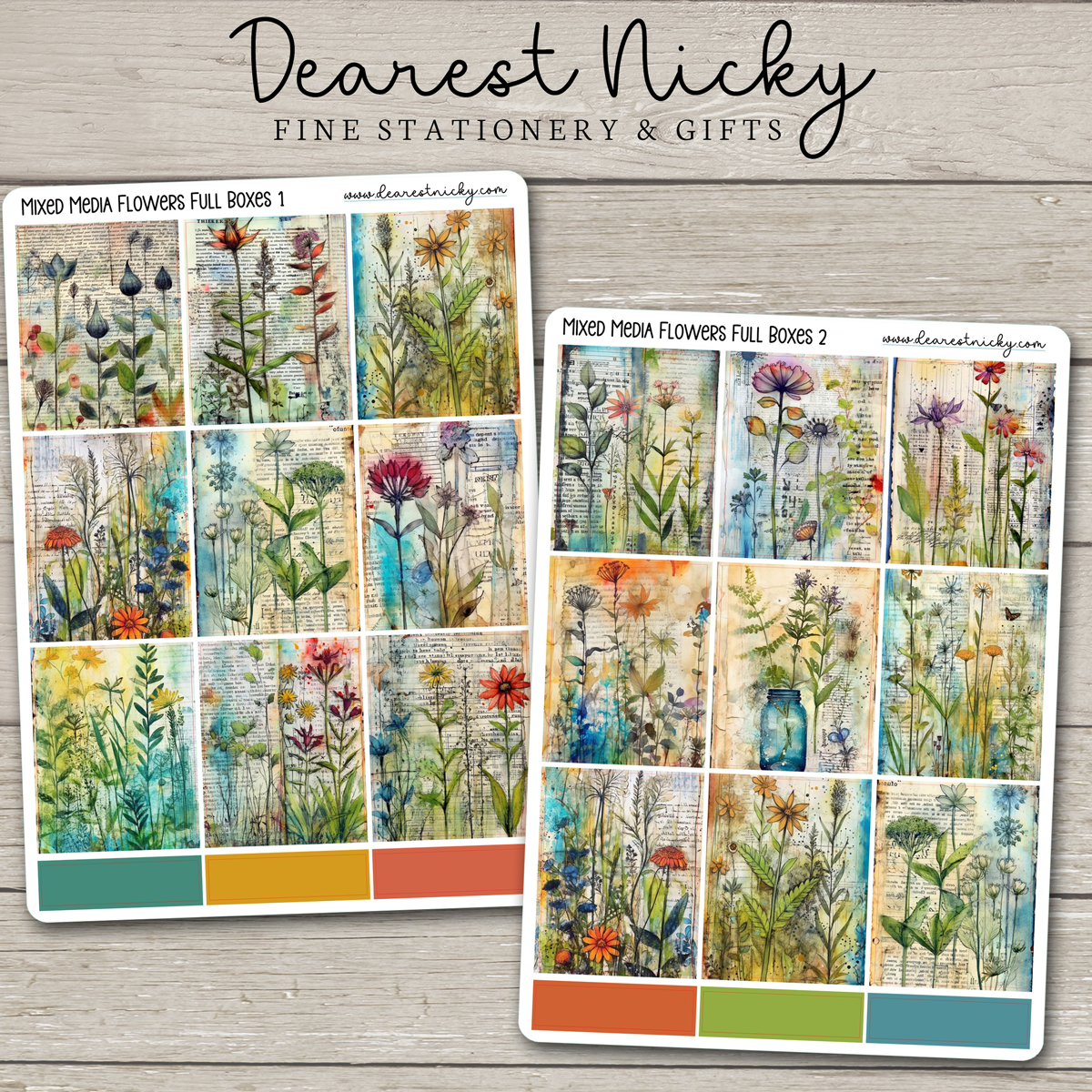 Mixed Media Flowers Full Box Stickers - 2 Sheets