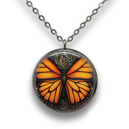 Monarch Butterfly Pendant with Necklace