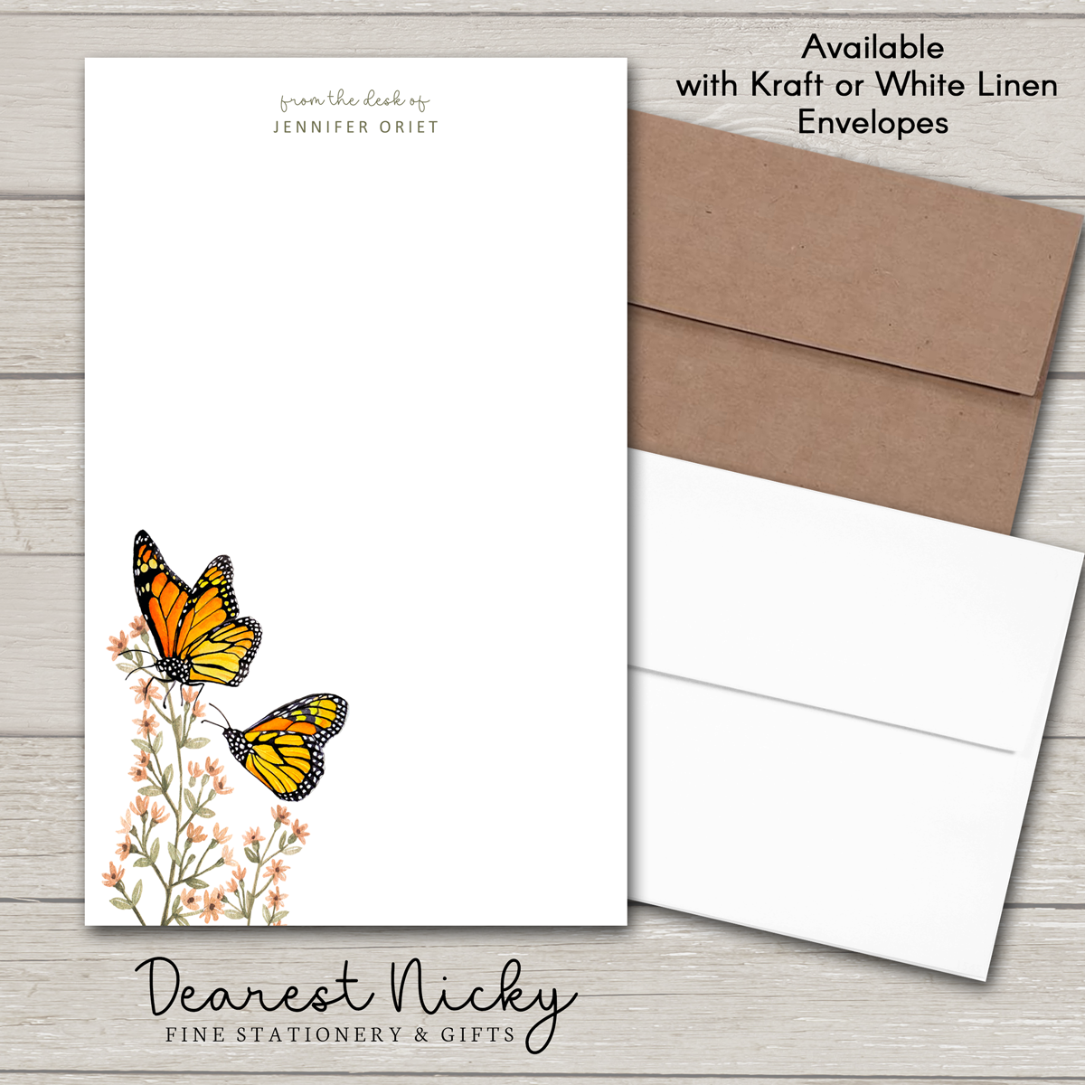 Monarch Butterflies Personalized Notepad - 30 sheets
