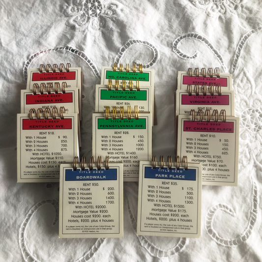 Monopoly Property Card Notepad Sets