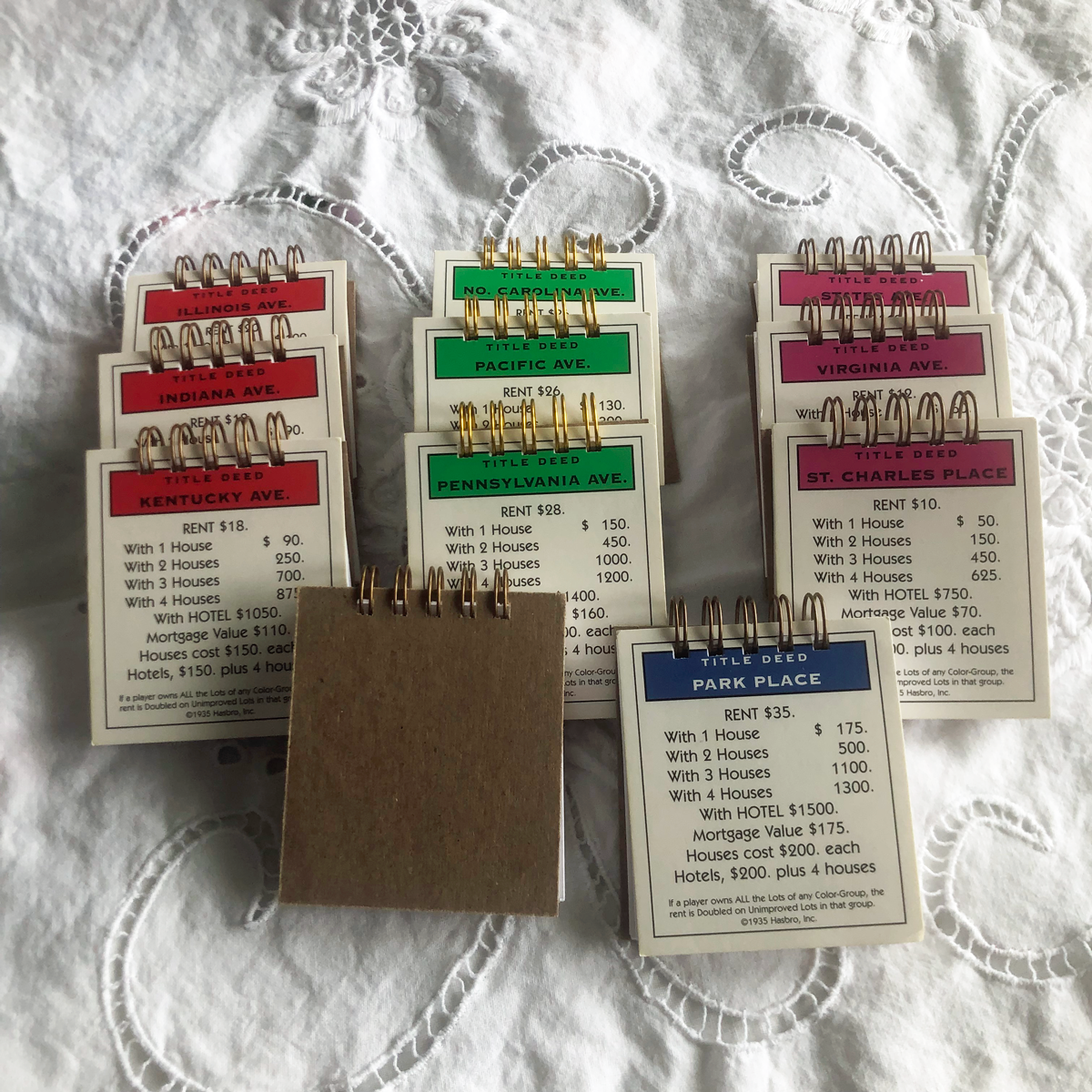 Monopoly Property Card Notepad Sets