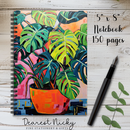 Monstera 150 Page Wire Bound Notebook - Blank or Lined