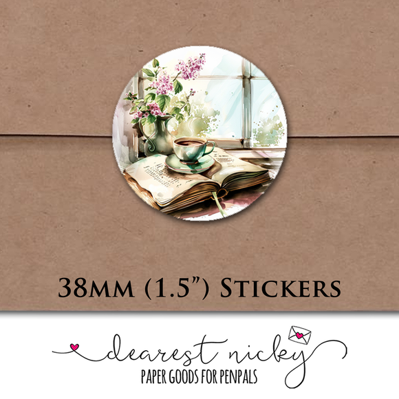 Morning Coffee Envelope Seals <br> Set of 30 Stickers