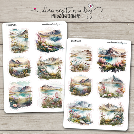 Mountains Stickers - 2 Sheets