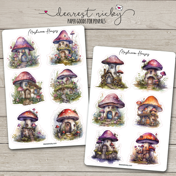 Mushroom Houses Stickers - 2 Sheets
