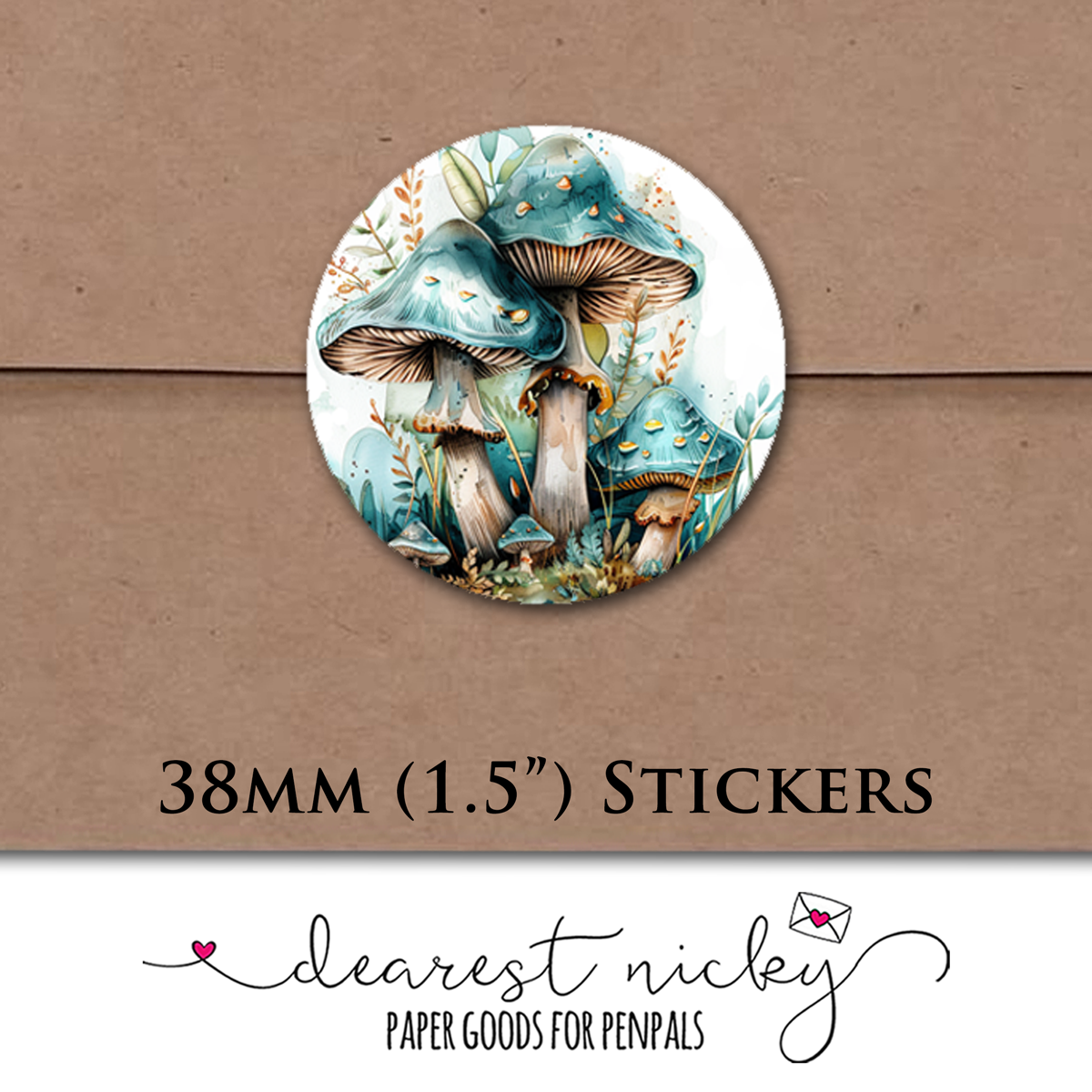 Mushrooms Envelope Seals - Set of 30 Stickers