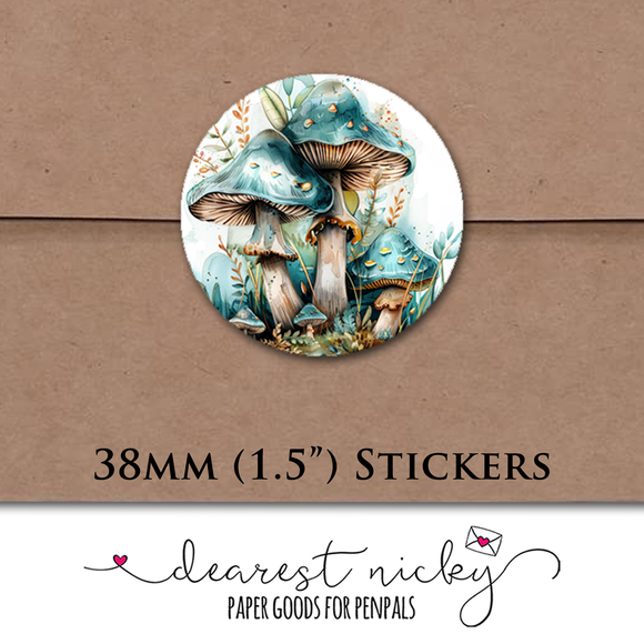Mushrooms Envelope Seals <br> Set of 30 Stickers