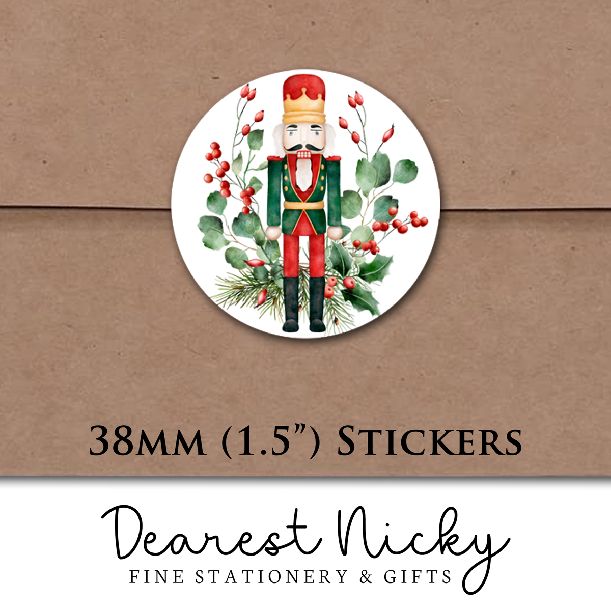 Nutcracker & Cardinal Envelope Seals - Set of 30 Stickers