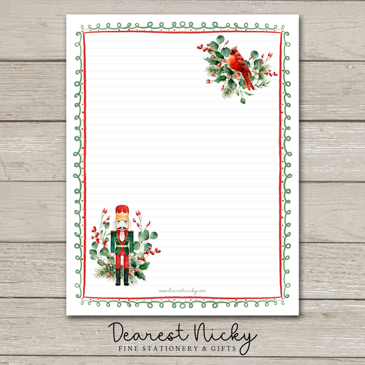 Nutcracker & Cardinal Large Letter Writing Paper - 8½ x 11