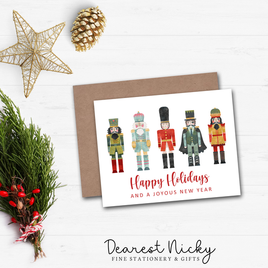 Nutcrackers Christmas Cards - Happy Holidays - Blank Inside - Set of 6 with Envelopes