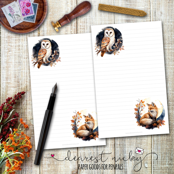 Owl & Fox Letter Writing Paper