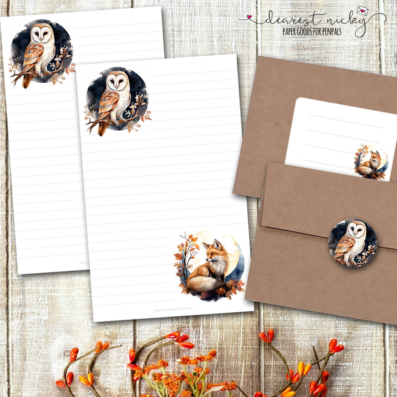 Owl and Fox Letter Writing Set