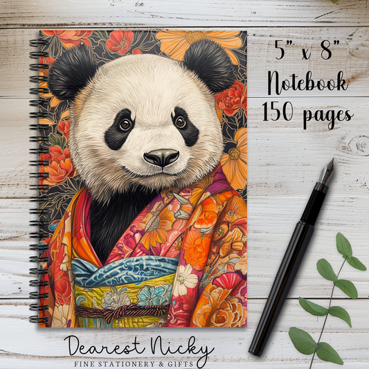 Kimono Panda 150 Page Wire Bound Notebook - Blank or Lined