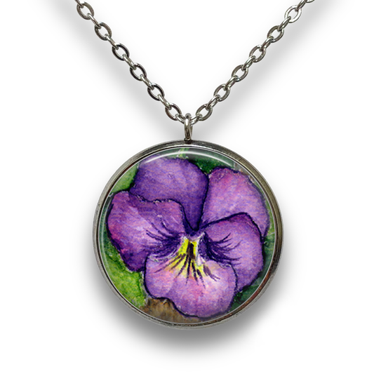 Pansy Pendant with Necklace