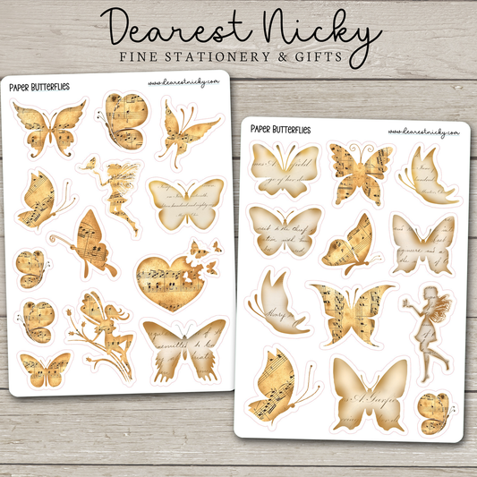 Paper Butterflies Stickers - 2 Sheets