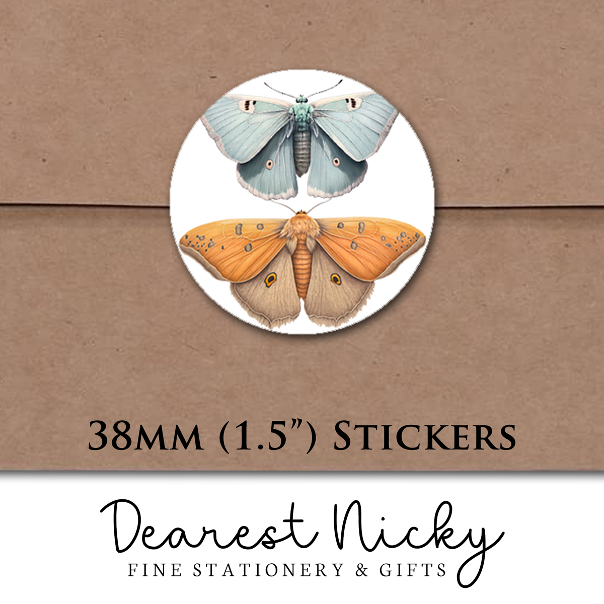 Pastel Moths Envelope Seals - Set of 30 Stickers