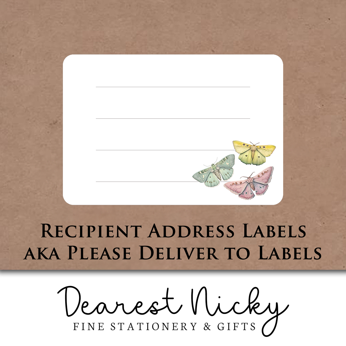 Pastel Moths Address Labels - Set of 16