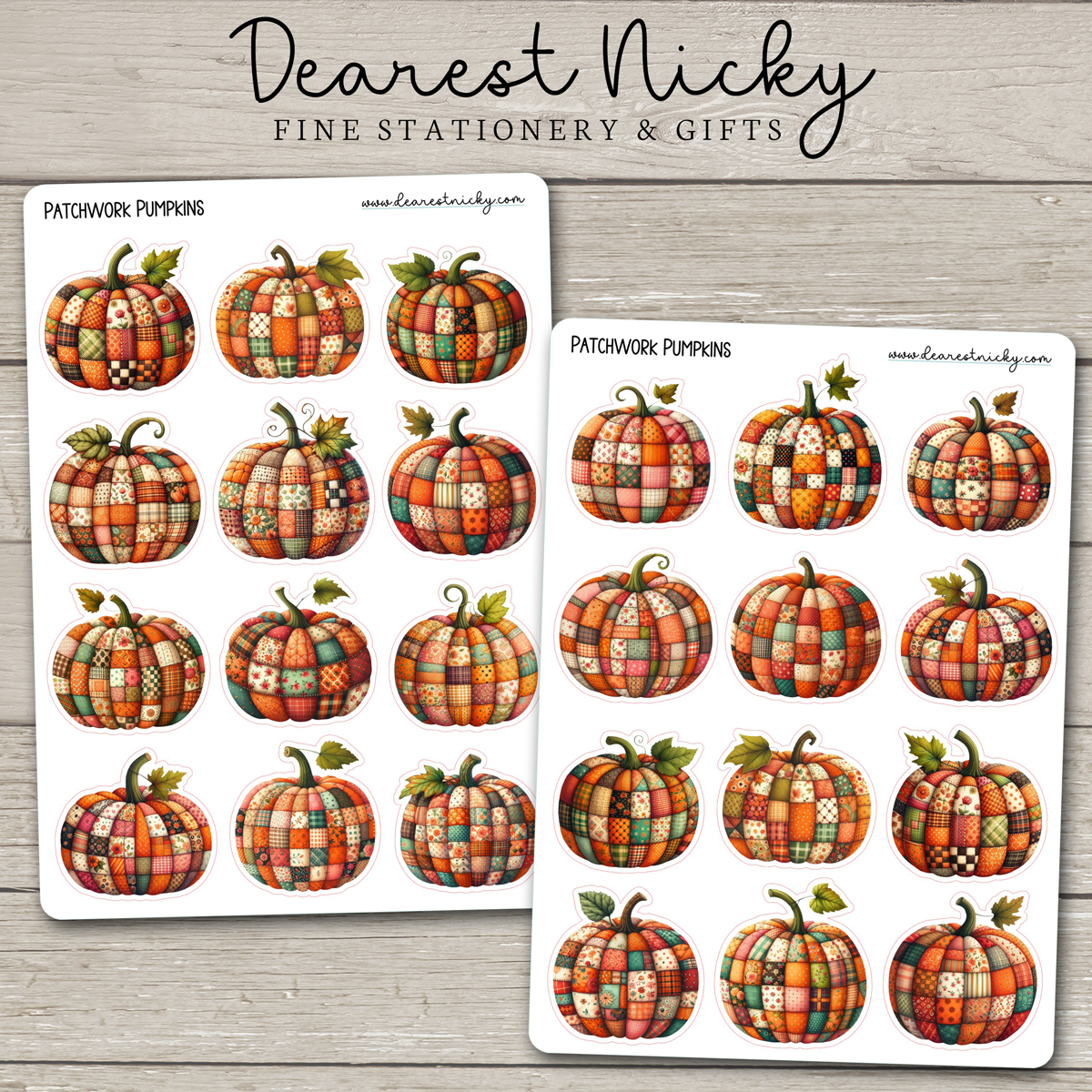 Patchwork Pumpkins Stickers - 2 Sheets