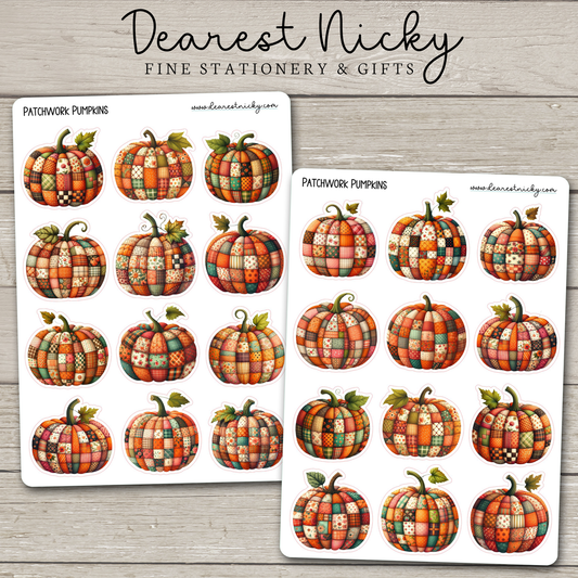 Patchwork Pumpkins Stickers - 2 Sheets