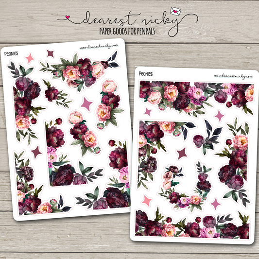 Peonies Stickers - 2 Sheets