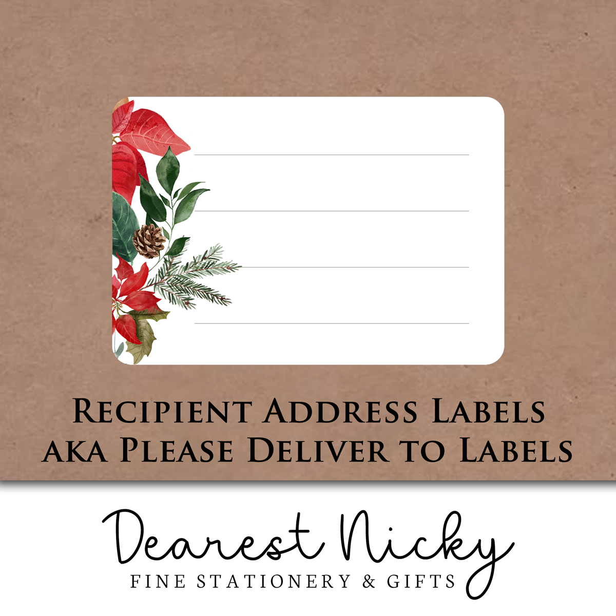 Poinsettias & Cardinals Mailing Address Labels - Set of 16