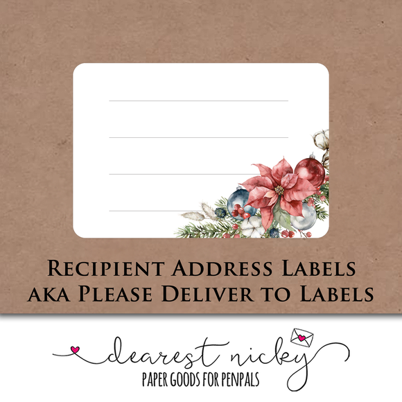 Poinsettias Mailing Address Labels <br> Set of 16