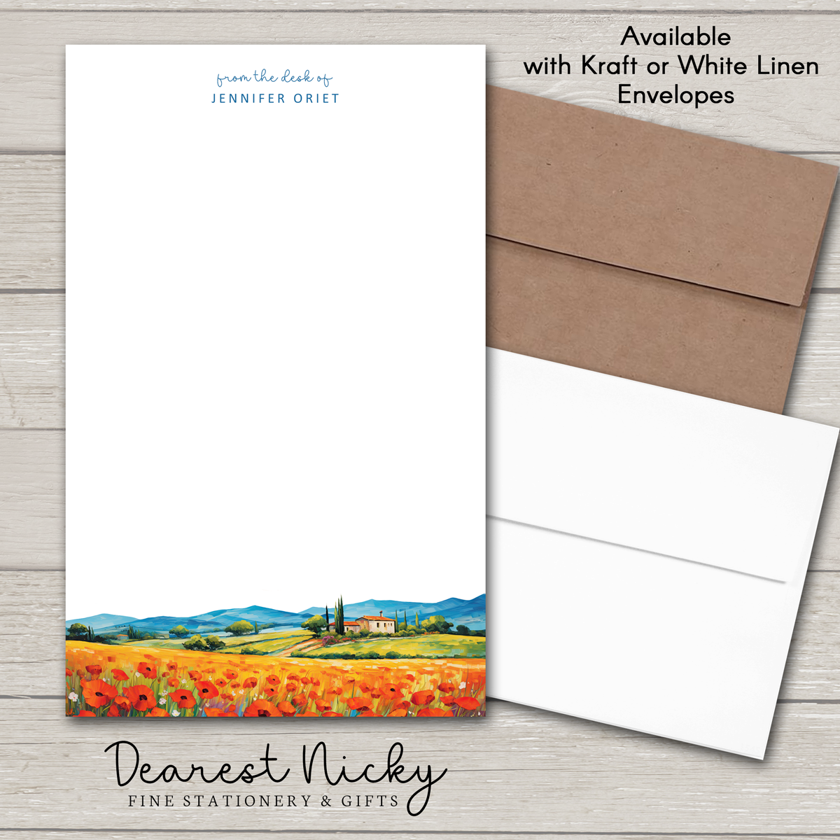 Poppy Field Personalized Notepad - 30 sheets