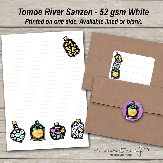 Ensemble d'écriture de lettres en bouteilles de potion - 52 g/m² Tomoe River Sanzen