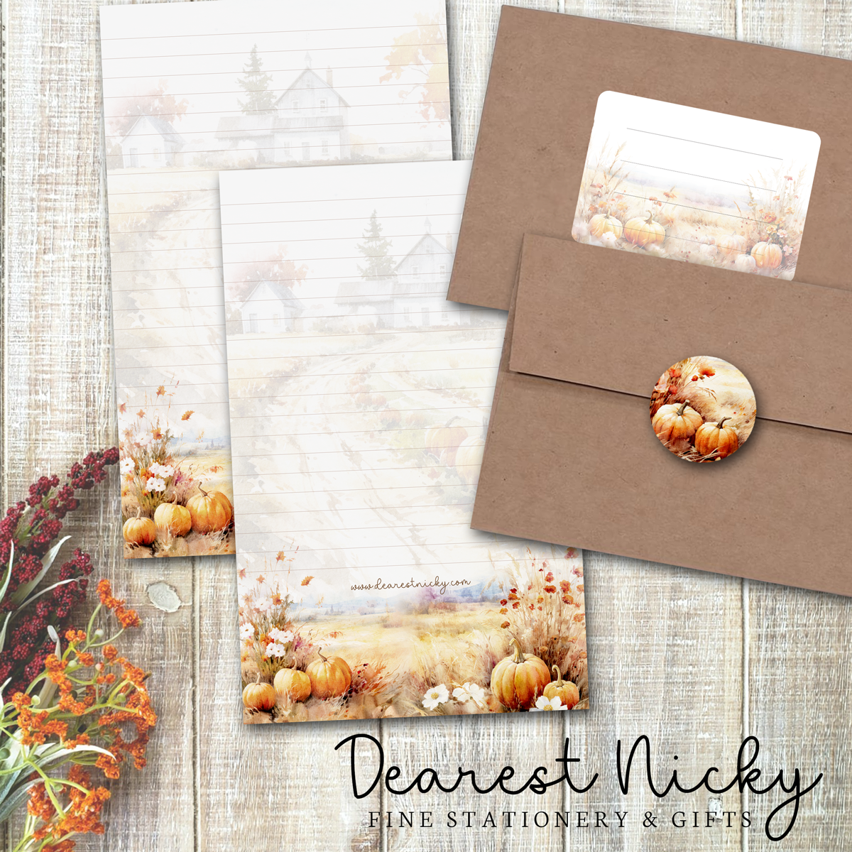 Pumpkin Field Letter Writing Set