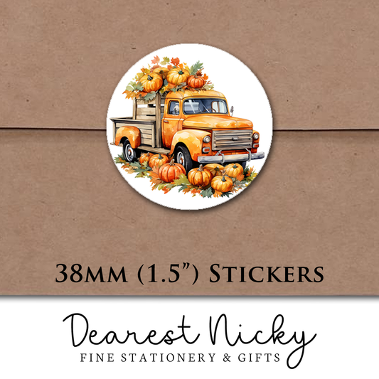 Pumpkin Truck Envelope Seals - Set of 30 Stickers