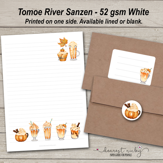 Ensemble d'écriture de 2 lettres Pumpkin Spice - 52 g/m² Tomoe River Sanzen