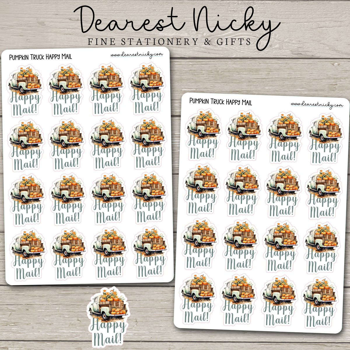 Pumpkin Truck Happy Mail Stickers - 2 Sheets