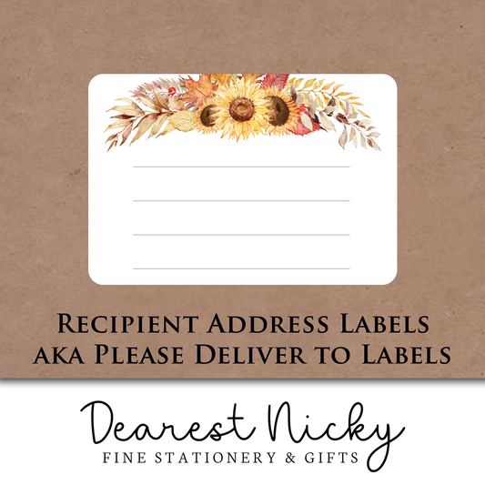 Autumn Leaves & Sunflowers Address Labels - Set of 16