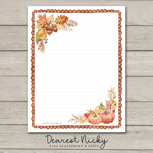 Pumpkins & Acorns Large Letter Writing Paper - 8½ x 11