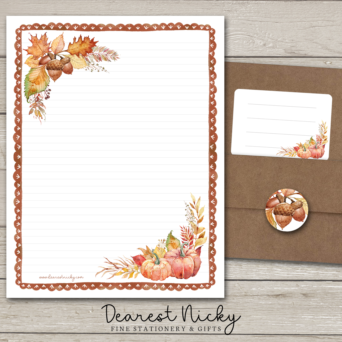 Pumpkins & Acorns Large Letter Writing Set - 8½ x 11