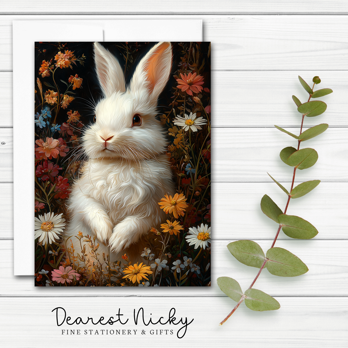 Rabbit White Greeting Card - Blank Inside