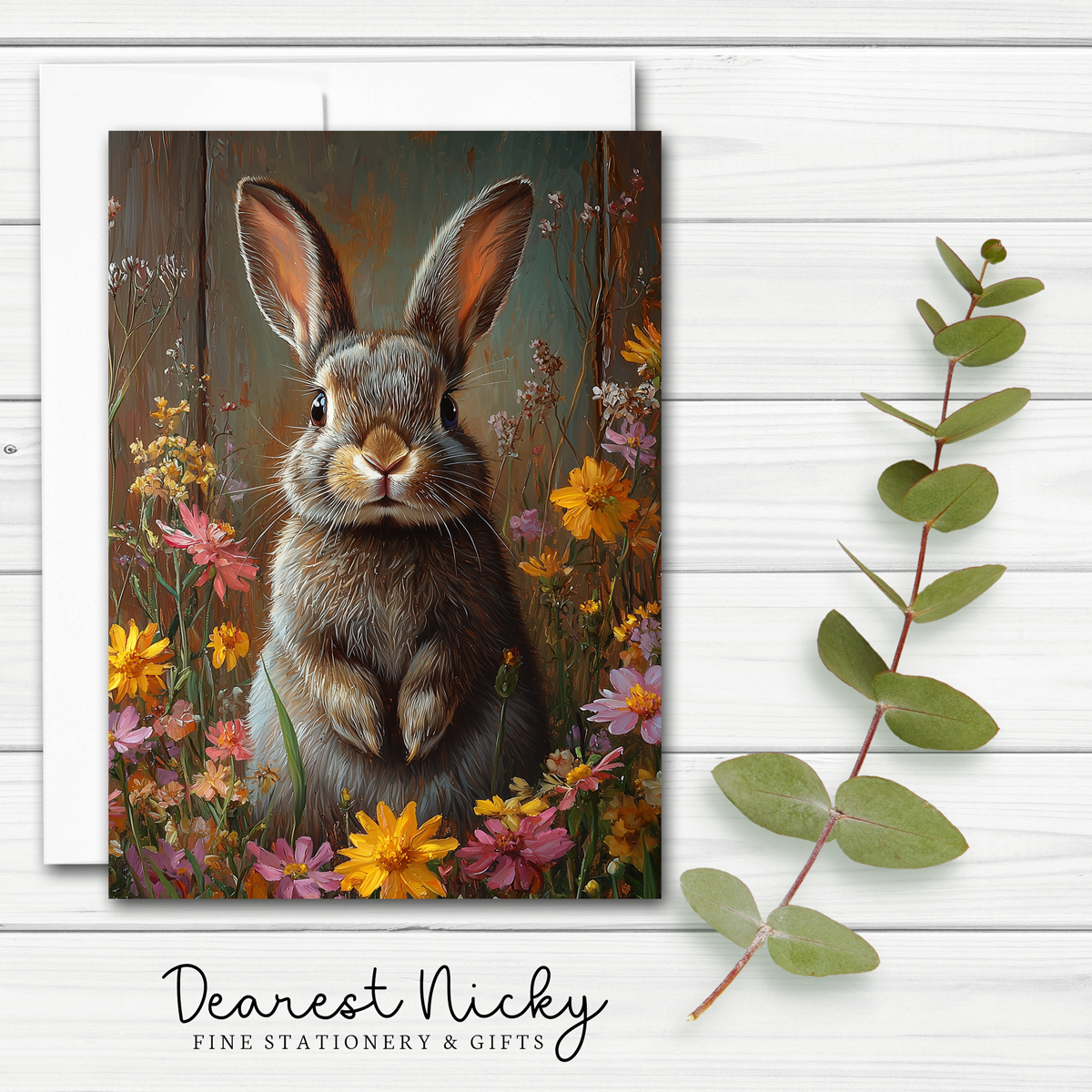 Rabbits Greeting Card Set - Blank Inside - Set of 8 with Envelopes