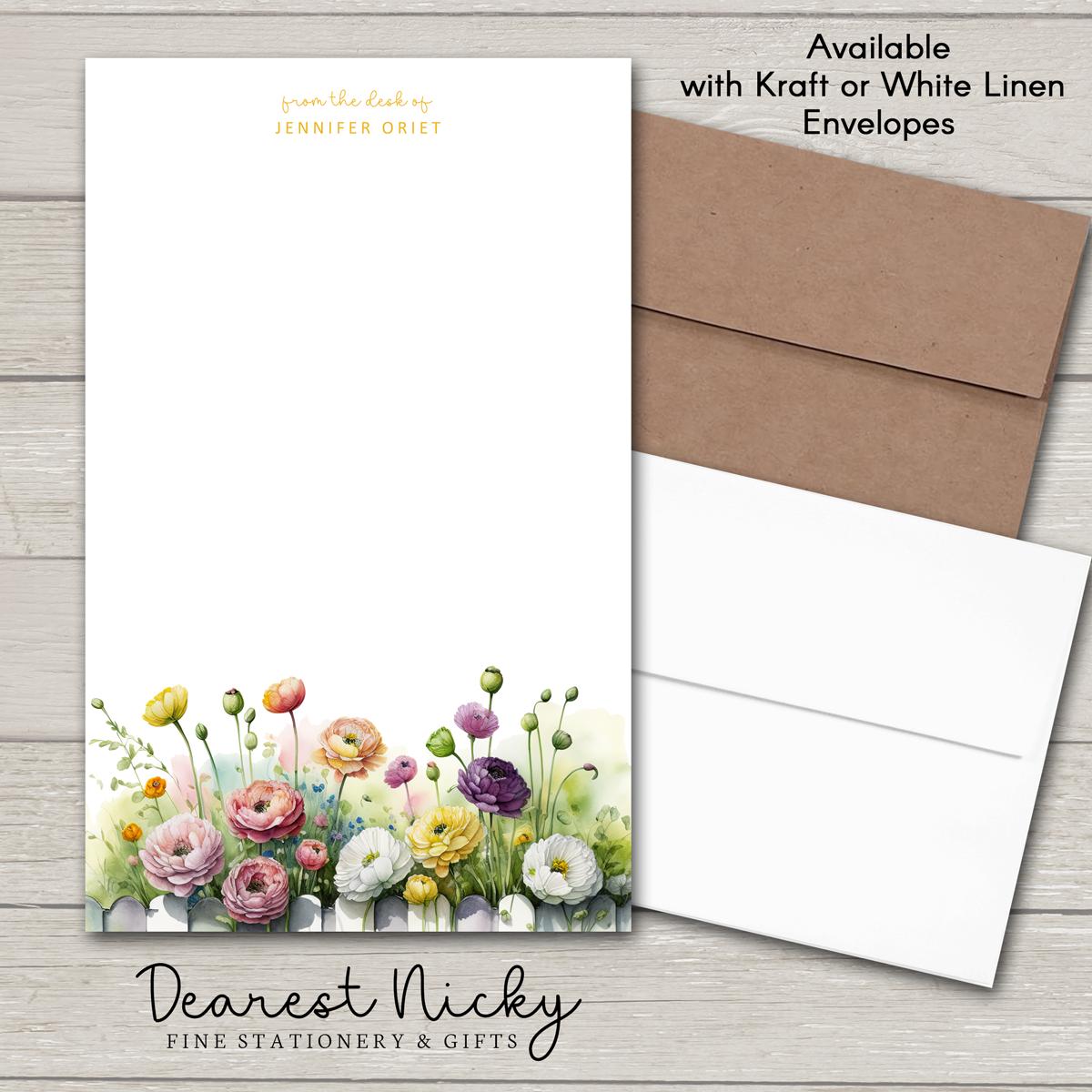 Ranunculus Personalized Notepad - 30 sheets