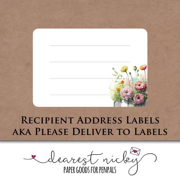 Ranunculus Mailing Address Labels <br> Set of 16