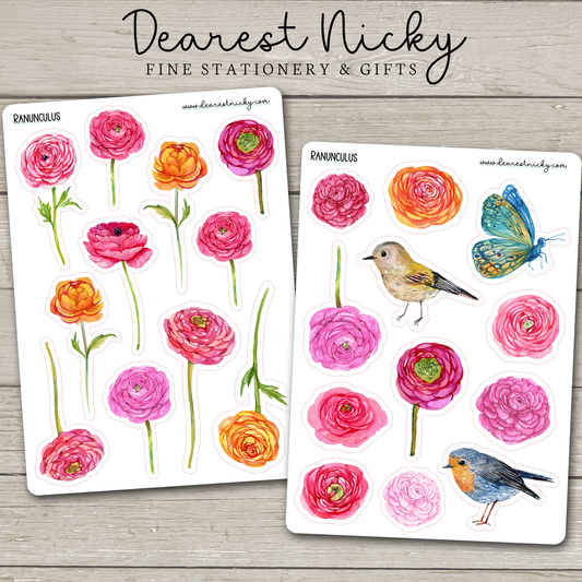 Ranunculus Stickers - 2 Sheets